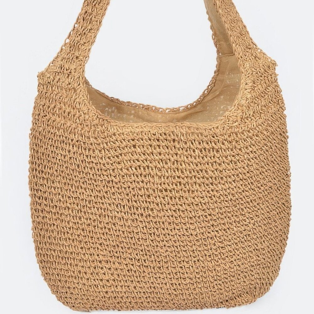 Faux Straw Hobo Bag